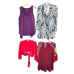 Women's 1X 14W 16W Tops Shirts Blouses Sweaters Wholesale Bulk Lot of 4